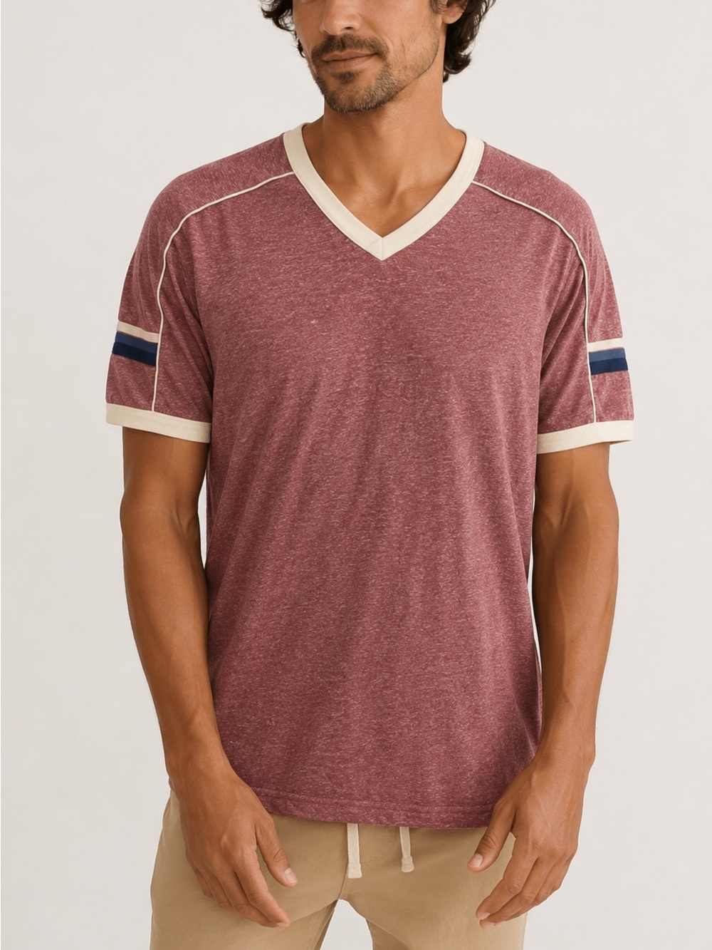 Marine Layer Varsity V Neck Tee | Rhubarb Red